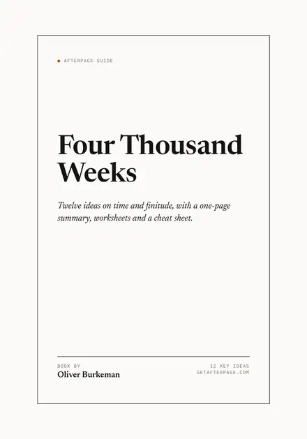 Cover of the Afterpage Key Ideas guide to Four Thousand Weeks.