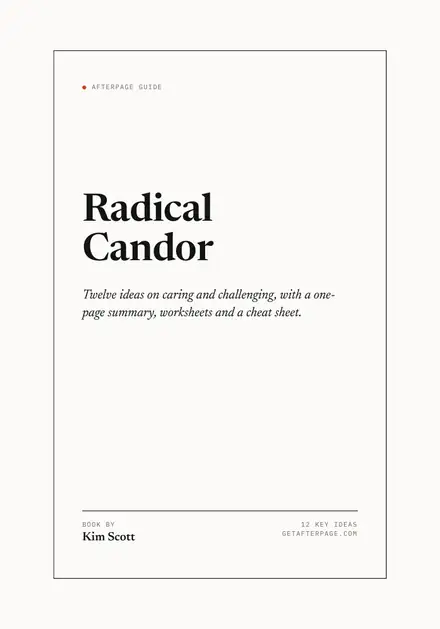 Cover of the Afterpage Key Ideas guide to Radical Candor.
